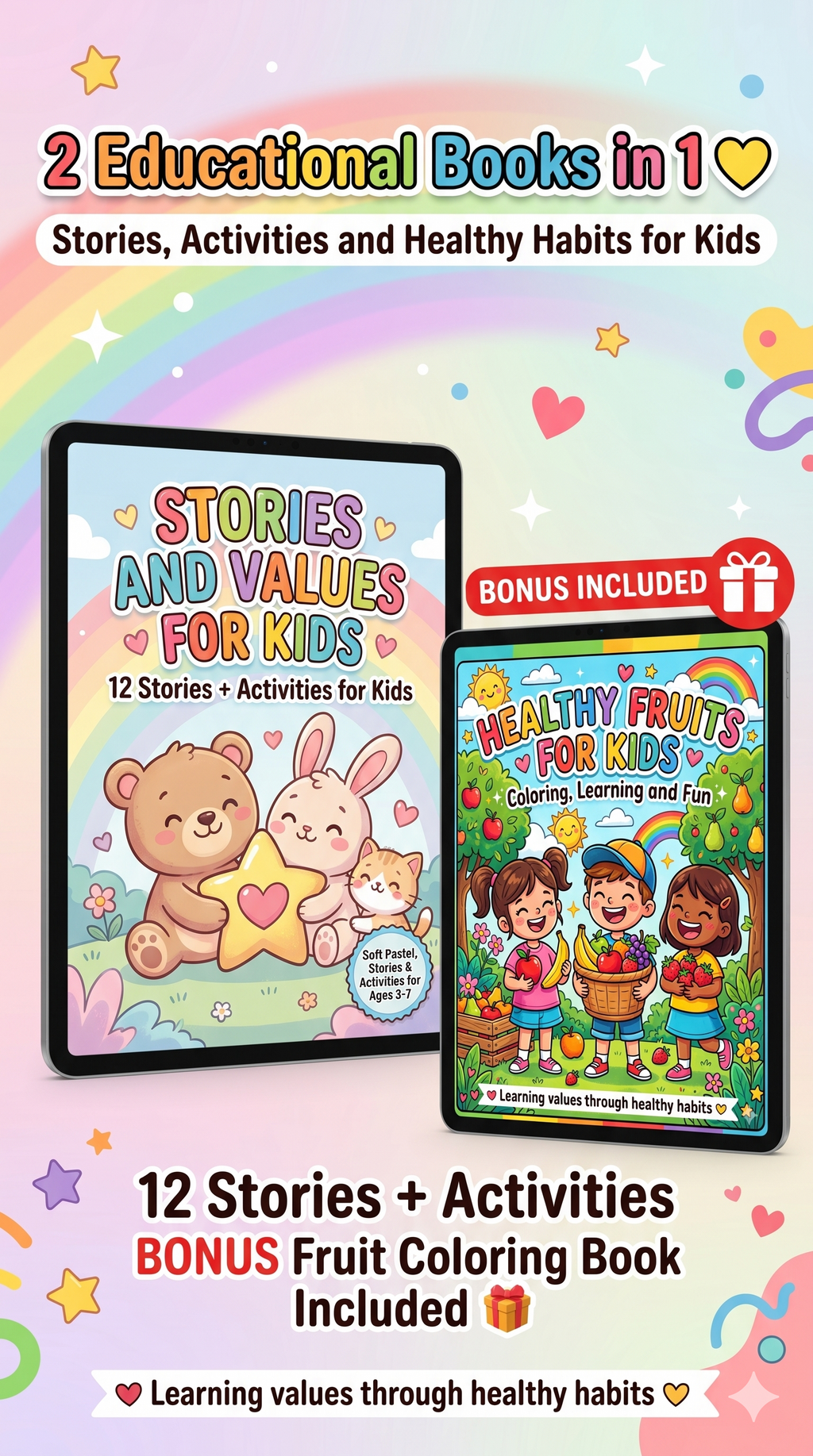 Cuentos con Valores para Niños | Para Padres y Profesores — 12 Historias + Colorear